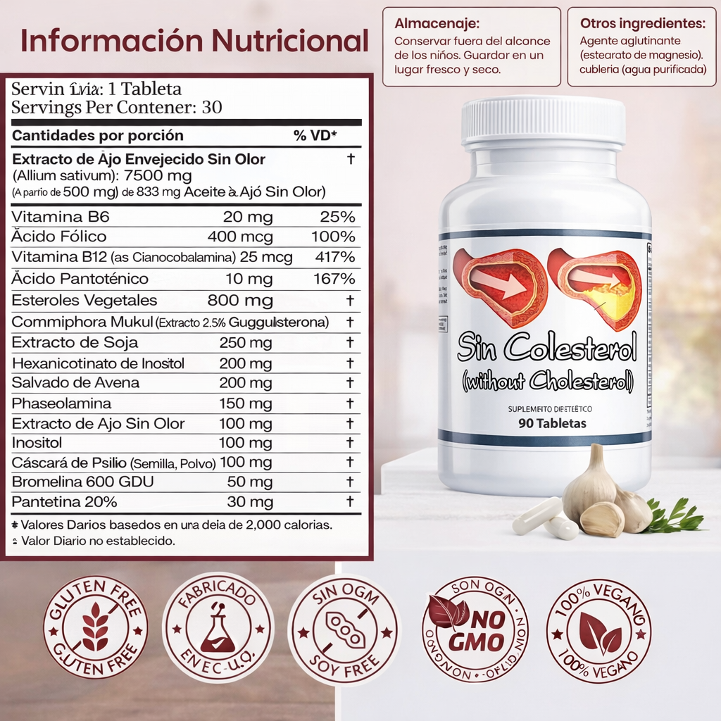 Sin colesterol, máxima potencia, fórmula de grado médico.